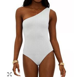 Beach Riot  Alba One Piece Swimsuit in Silver Shine